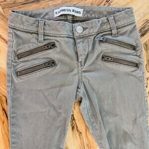 Express Stone Wash Gray Ankle Legging Stella Low Rise Zipper Accents, Women's 00